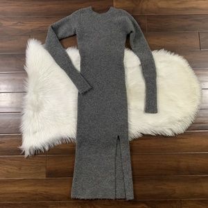Allsaints Gray Sedona Midi Sweater Dress